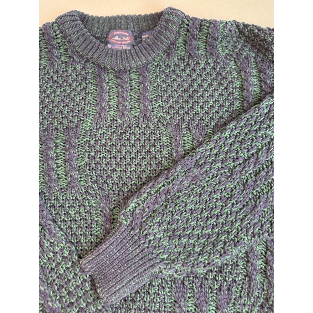 Allen Lolly‎ Nottingham England Men's Cable-knit Pullover Sweater Large Navy/Grn